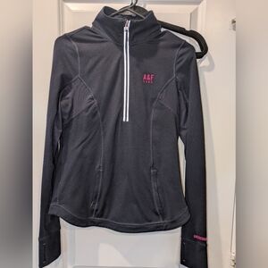 Abercrombie & Fitch Navy 3/4 Zip Running Jacket Mesh Panels W/Pink Accents